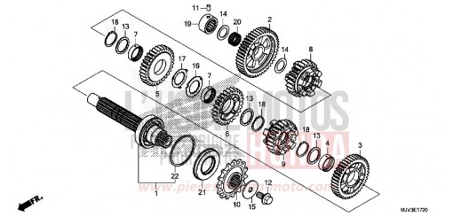 BOITE DE VITESSES (ARBRE INTERMEDIAIRE) CBR500RAF de 2015